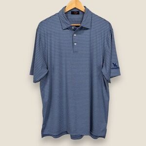 Young Life Performance Polo Shirt Men Large Blue White Striped Scratch 72 Golf